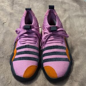 adidas Originals Pink and Orange Athletic Shoes with Knit Design